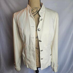 Apt.9 Blazer Womens Jacket Military Ivory Dressy Button Front Fitted Lined Med